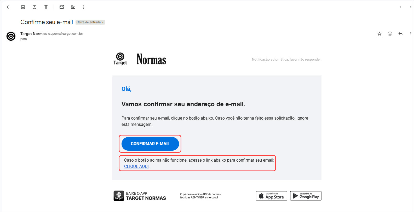 Recebimento da confirmação