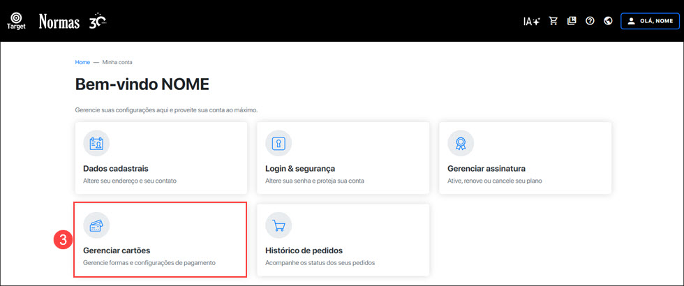 Gerenciar cartões