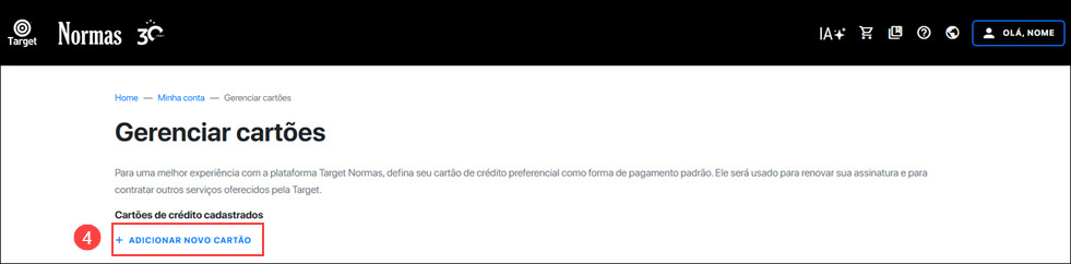 Adicionar novo cartão
