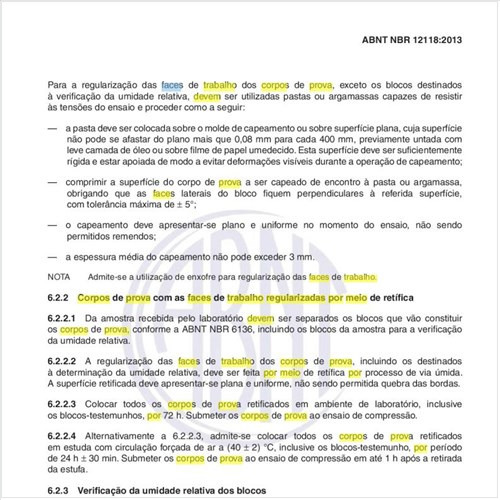 Como devem ser os corpos de prova com as faces de trabalho regularizadas por meio de retífica?