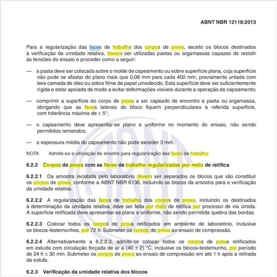 Como devem ser os corpos de prova com as faces de trabalho regularizadas por meio de retífica?