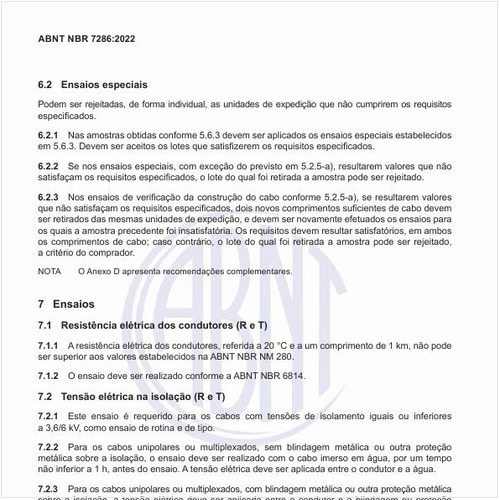 Quais são os ensaios especiais a ser realizados?