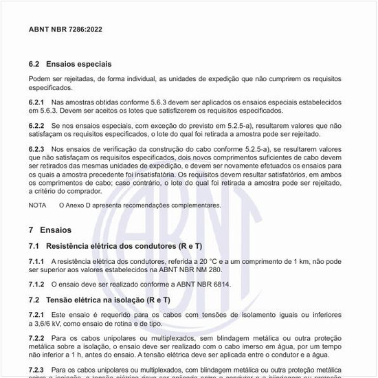 Quais são os ensaios especiais a ser realizados?