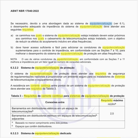 Quais são os requisitos de corrente contínua para sistemas de equipotencialização de proteção?