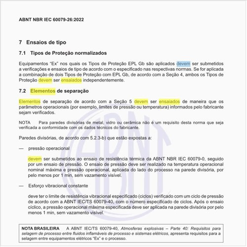 Como devem ser ensaiados os elementos de separação?