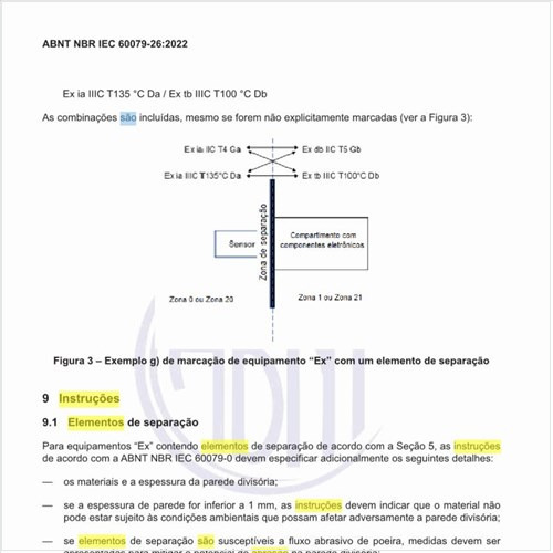 Quais são as instruções para os elementos de separação?