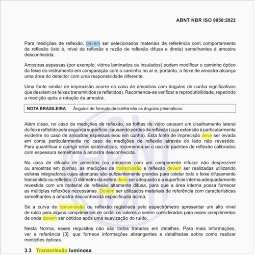 Como deve ser calculada a transmissão luminosa?