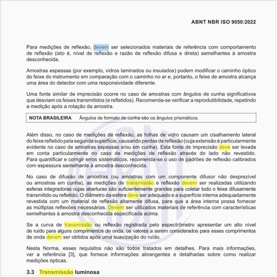 Como deve ser calculada a transmissão luminosa?