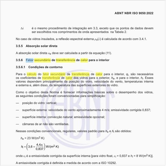 Como fazer o cálculo do fator secundário de transferência de calor para o interior?