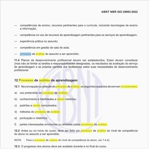 Quais os processos a serem considerados no processo de análise da aprendizagem?