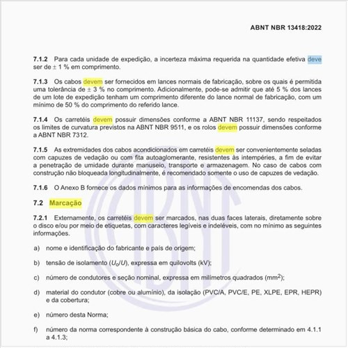 Como deve ser feita a marcação dos carreteis?