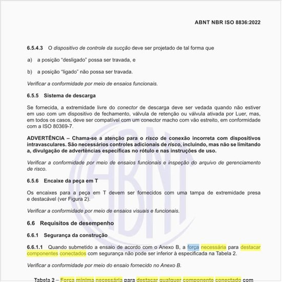 Qual é a força mínima necessária para destacar qualquer componente conectado com segurança?
