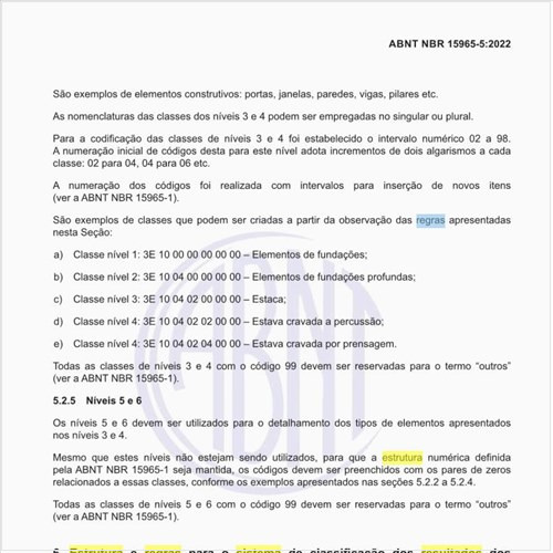 Qual é a estrutura e as regras para o sistema de classificação dos resultados dos trabalhos da construção (3R)?