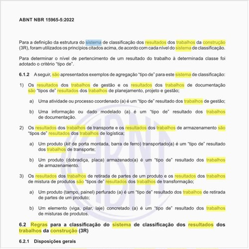 Quais são as regras para a classificação do sistema de classificação dos resultados dos trabalhos da construção (3R)?