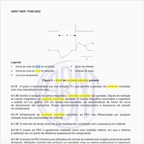 Como é o sinal de corrente parasita pulsada?