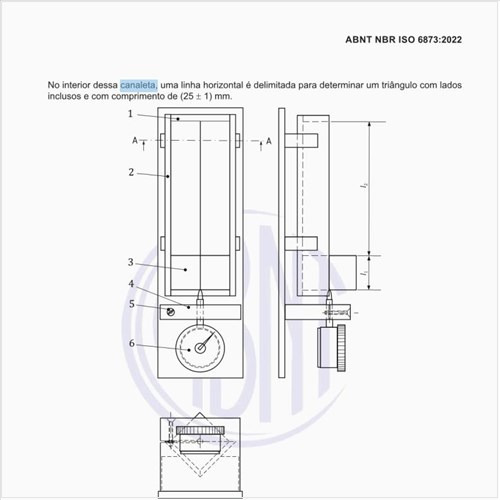 Qual seria o exemplo de extensômetro para medição de expansão de presa com canaleta de seção triangular?