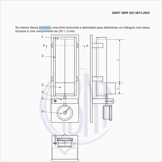 Qual seria o exemplo de extensômetro para medição de expansão de presa com canaleta de seção triangular?