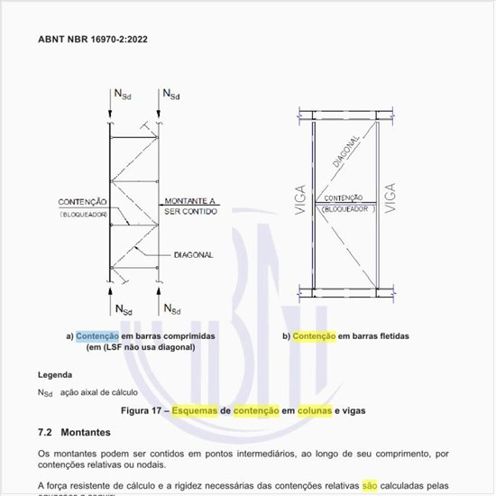 Quais são os esquemas de contenção em colunas e vigas?