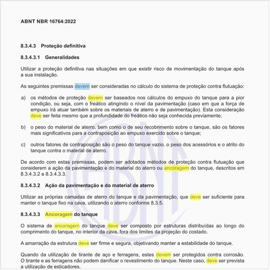 Como deve ser realizada a ancoragem do tanque?