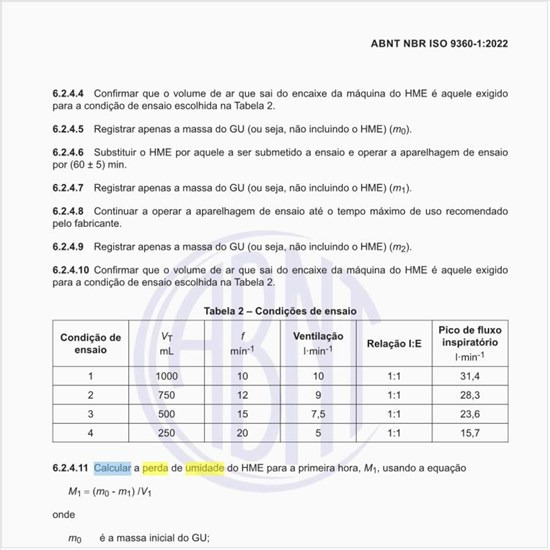 Como calcular a perda de umidade do HME?