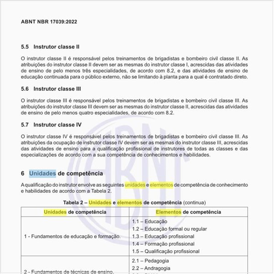Quais são as unidades e elementos de competência?