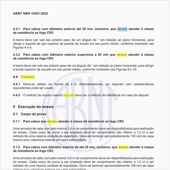 Quais os fusíveis que devem ser usados nos ensaios?