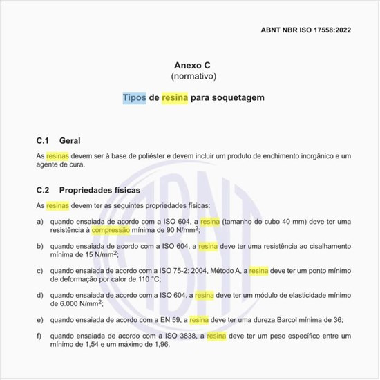 Quais são os tipos de resina para soquetagem?