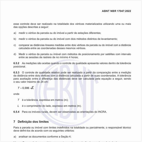 Qual a equação para calcular a tolerância para aceitação entre a diferença das distâncias?