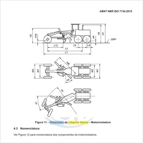 Quais são as dimensões da máquina básica ou da motoniveladora?
