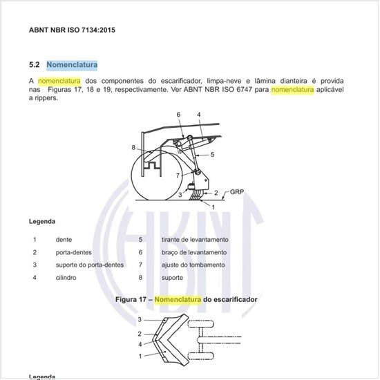 Qual é a nomenclatura do escarificador?