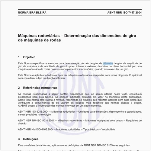 Como pode ser definido o diâmetro de giro?