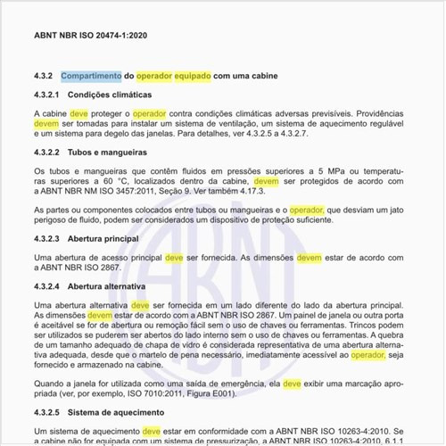 Como deve ser o compartimento do operador equipado com uma cabine?