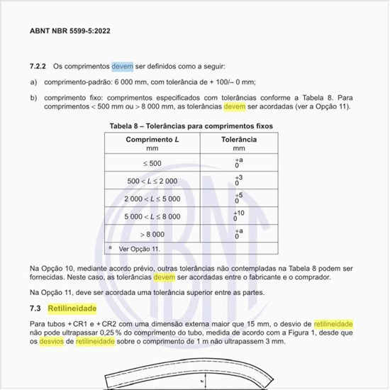 Quais devem ser os desvios de retilineidade dos tubos?
