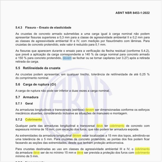 Como deve ser o cobrimento das cruzetas?