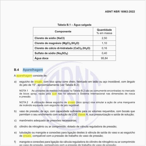 Qual deve ser a aparelhagem do ensaio de desempenho no fogo classe A?