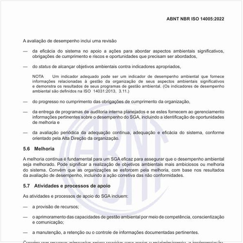 Quais são as atividades e os processos de apoio dos sistemas de gestão ambiental?