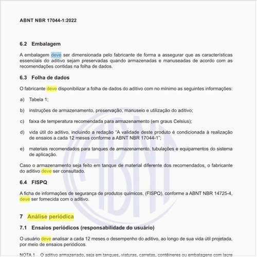 Como deve ser executada a análise periódica do aditivo?