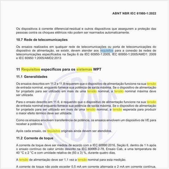 Quais são os requisitos específicos para os sistemas WPT?
