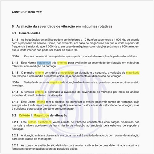 O que estabelece o critério magnitude de vibração?