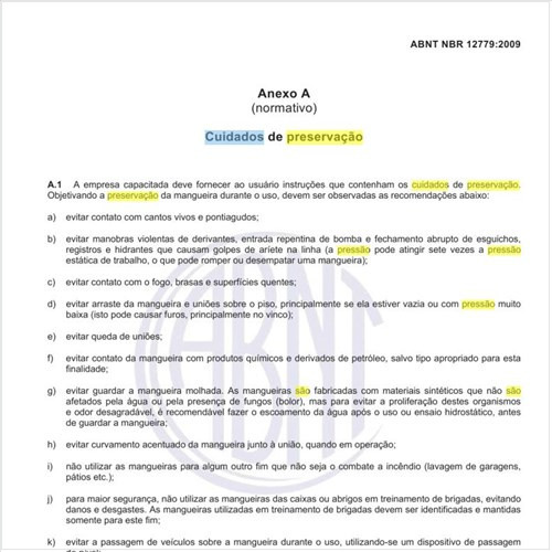 Quais são os cuidados de preservação das mangueiras?