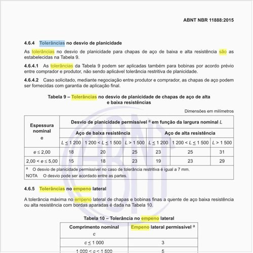Quais são as tolerâncias no empeno lateral?