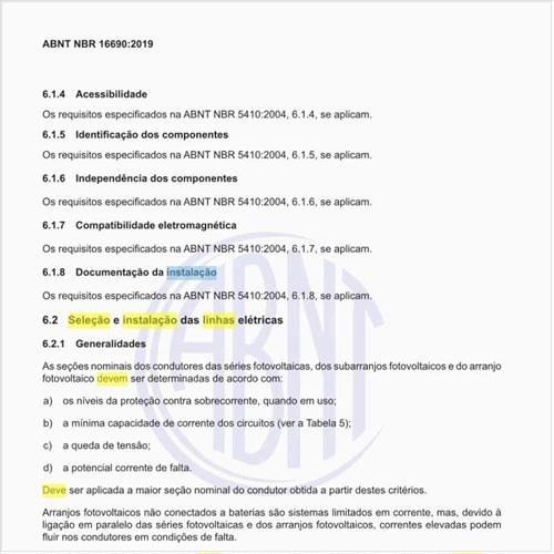 Como deve ser feita a seleção e instalação das linhas elétricas?