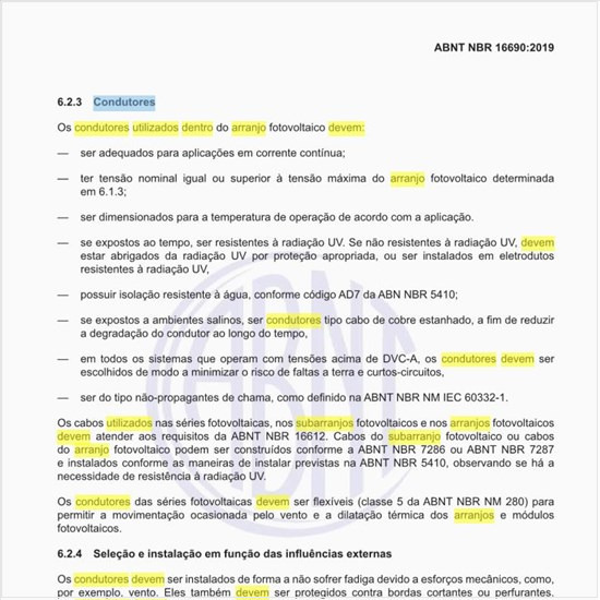 Como devem ser os condutores utilizados dentro do arranjo fotovoltaico?