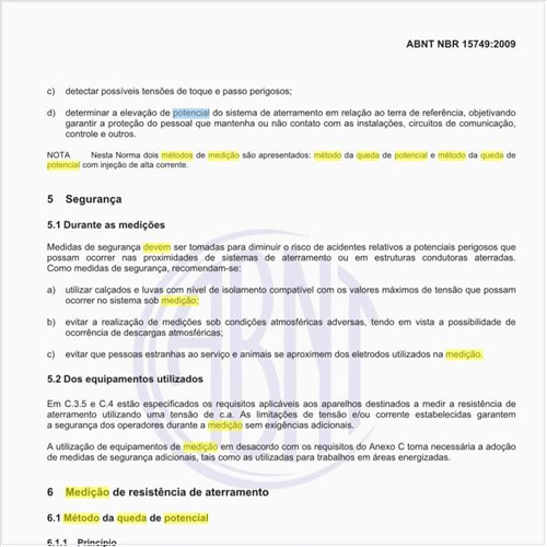 Como deve ser o método da queda de potencial para medição do aterramento?