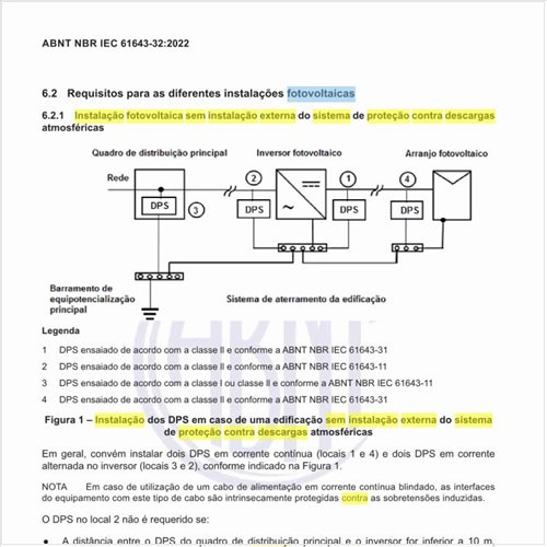 Como deve ser a proteção da instalação fotovoltaica sem instalação externa do sistema de proteção contra descargas atmosféricas?