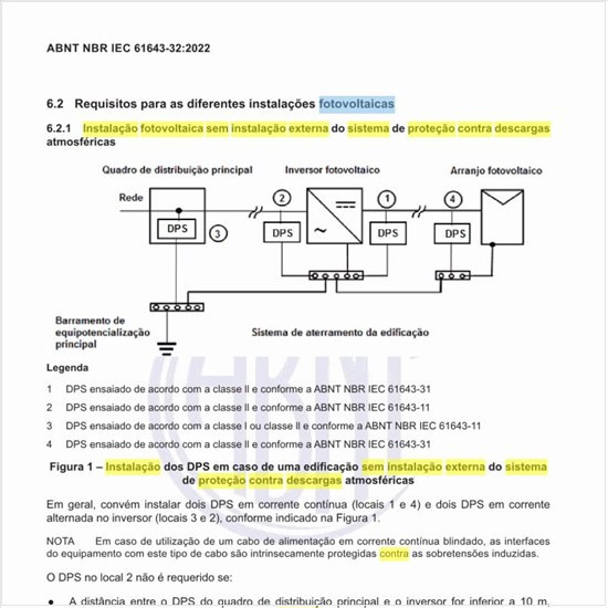 Como deve ser a proteção da instalação fotovoltaica sem instalação externa do sistema de proteção contra descargas atmosféricas?