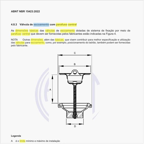 Quais são as dimensões básicas das válvulas de escoamento com parafuso central no limite máximo?