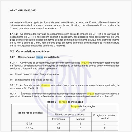 Qual deve ser o torque de instalação?