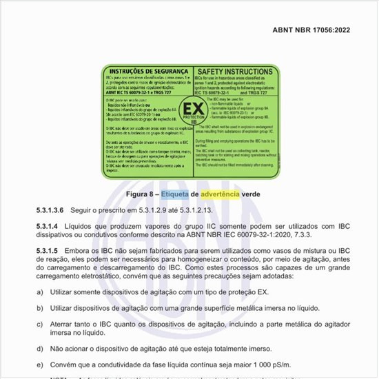 Qual deve ser o modelo de etiqueta de advertência verde?