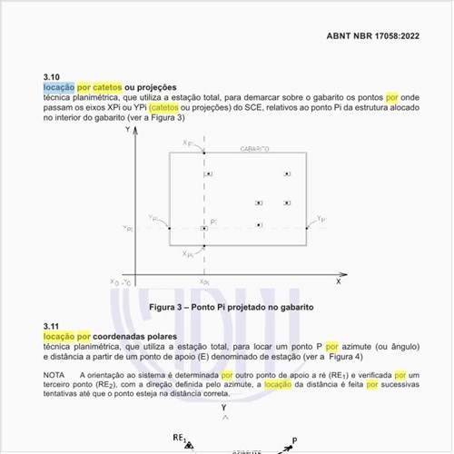 O que é a locação por catetos ou projeções?